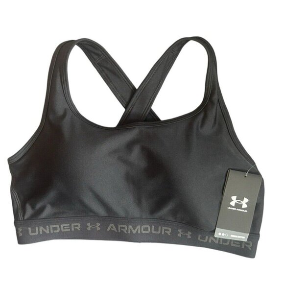 Under Armour Crossback Mid Impact Sports Bra Small Jet Black Women’s Size XL - Picture 3 of 6